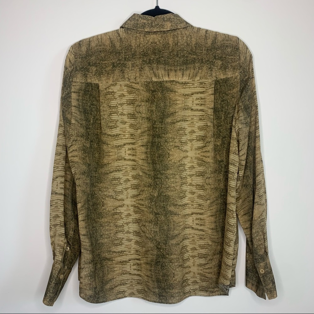Lafayette 148 Brown Silk Blend Julianne Python Print Shirt Button-down Top - Picture 5 of 8